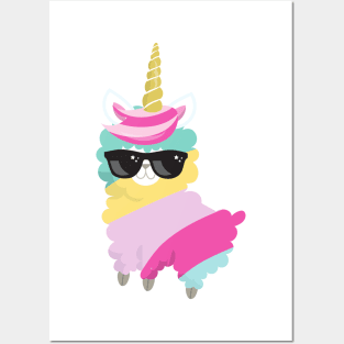 Unicorn Llama, Llama With Sunglasses, Cute Llama Posters and Art